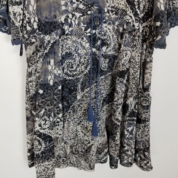 Free People Women Love Birds Tunic Dress Size S Cold Shoulder Short Boho  Mini - Picture 6 of 8